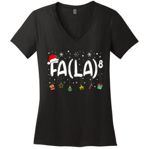 Fa (La)8 Funny Christmas Santa Fa La Math Teacher Women's V-Neck T-Shirt