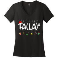 Fa (La)8 Funny Christmas Santa Fa La Math Teacher Women's V-Neck T-Shirt