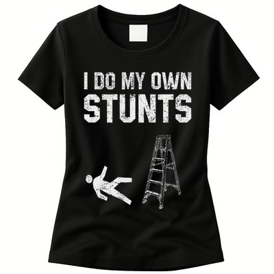 Funny Ladder Fall Gift Broken Bone Hand Get Well Soon Womens T-Shirt