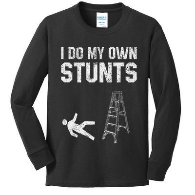 Funny Ladder Fall Gift Broken Bone Hand Get Well Soon Kids Long Sleeve Shirt
