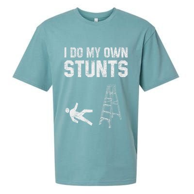 Funny Ladder Fall Gift Broken Bone Hand Get Well Soon Sueded Cloud Jersey T-Shirt