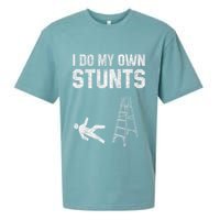 Funny Ladder Fall Gift Broken Bone Hand Get Well Soon Sueded Cloud Jersey T-Shirt