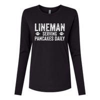 Football Lineman Funny Gift Serving Pancakes Daily Womens Cotton Relaxed Long Sleeve T-Shirt