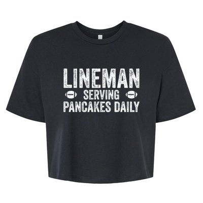 Football Lineman Funny Gift Serving Pancakes Daily Bella+Canvas Jersey Crop Tee