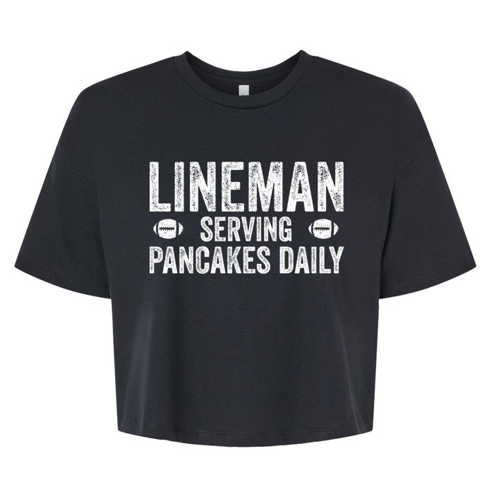 Football Lineman Funny Gift Serving Pancakes Daily Bella+Canvas Jersey Crop Tee