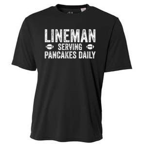 Football Lineman Funny Gift Serving Pancakes Daily Cooling Performance Crew T-Shirt