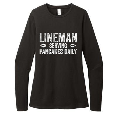 Football Lineman Funny Gift Serving Pancakes Daily Womens CVC Long Sleeve Shirt