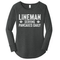 Football Lineman Funny Gift Serving Pancakes Daily Women's Perfect Tri Tunic Long Sleeve Shirt