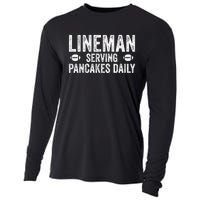 Football Lineman Funny Gift Serving Pancakes Daily Cooling Performance Long Sleeve Crew