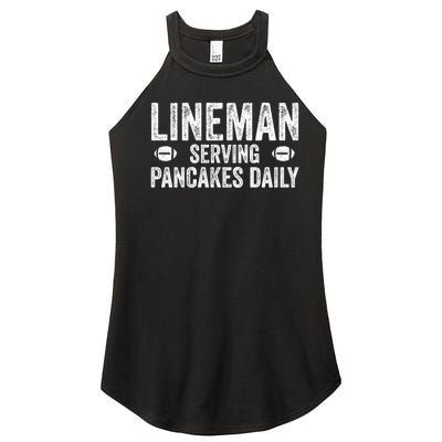 Football Lineman Funny Gift Serving Pancakes Daily Women's Perfect Tri Rocker Tank