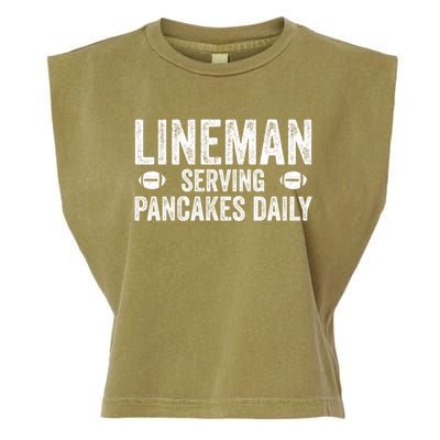 Football Lineman Funny Gift Serving Pancakes Daily Garment-Dyed Women's Muscle Tee