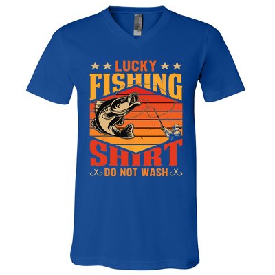 Funny Lucky Fishing Do Not Wash It Funny Fhishing V-Neck T-Shirt