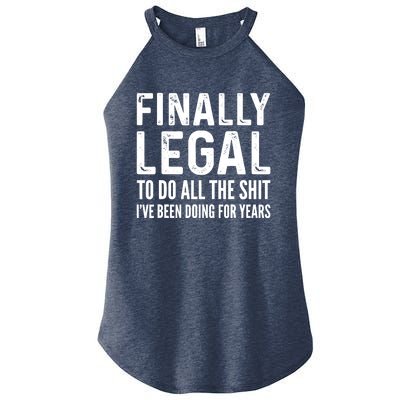 Finally Legal Funny 21st Birthday 2002 Gift Women’s Perfect Tri Rocker Tank