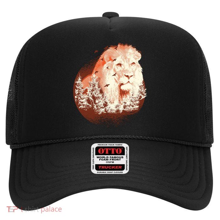 Forest Lion High Crown Mesh Back Trucker Hat
