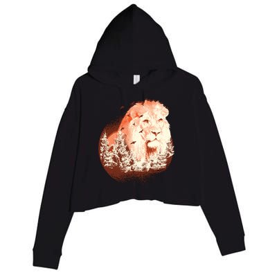 Forest Lion Crop Fleece Hoodie