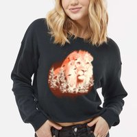 Forest Lion Cropped Pullover Crew