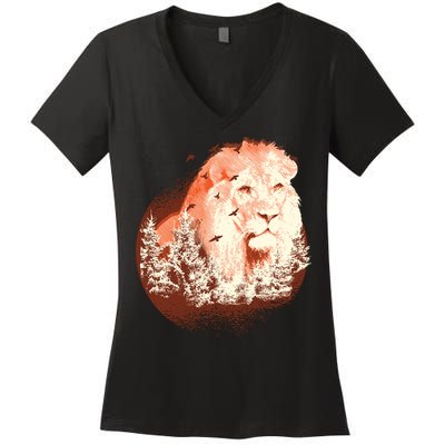 Forest Lion Women's V-Neck T-Shirt
