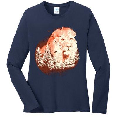 Forest Lion Ladies Long Sleeve Shirt