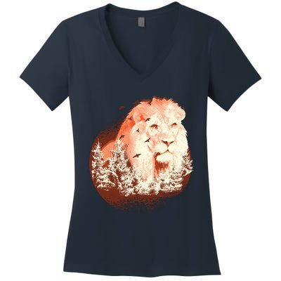 Forest Lion Women's V-Neck T-Shirt