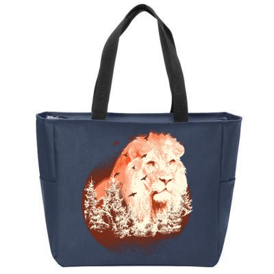 Forest Lion Zip Tote Bag