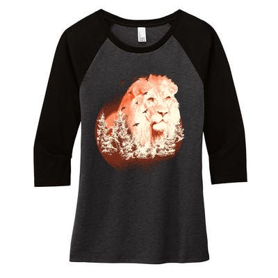 Forest Lion Women's Tri-Blend 3/4-Sleeve Raglan Shirt