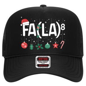 Fa (La)8 Funny Christmas Santa Fa La Math Teacher High Crown Mesh Back Trucker Hat