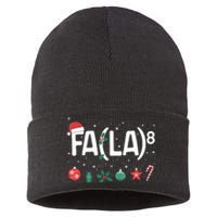 Fa (La)8 Funny Christmas Santa Fa La Math Teacher Sustainable Knit Beanie