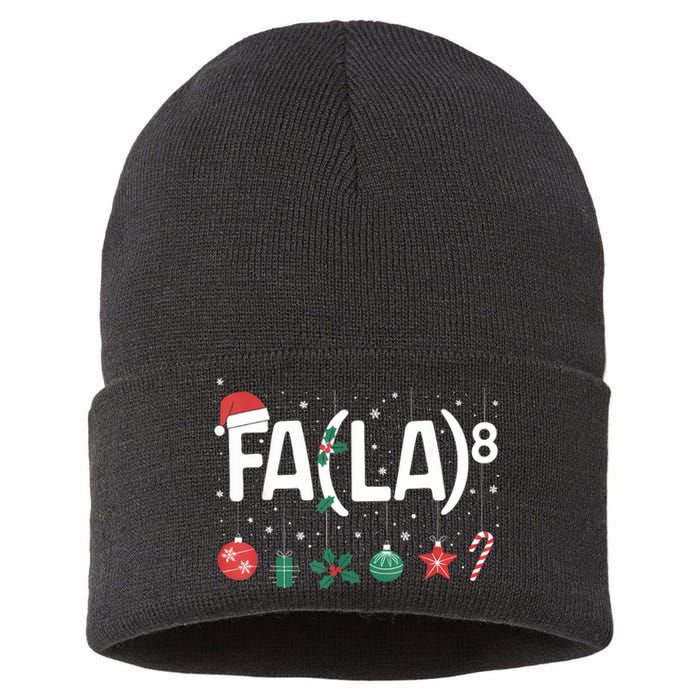 Fa (La)8 Funny Christmas Santa Fa La Math Teacher Sustainable Knit Beanie