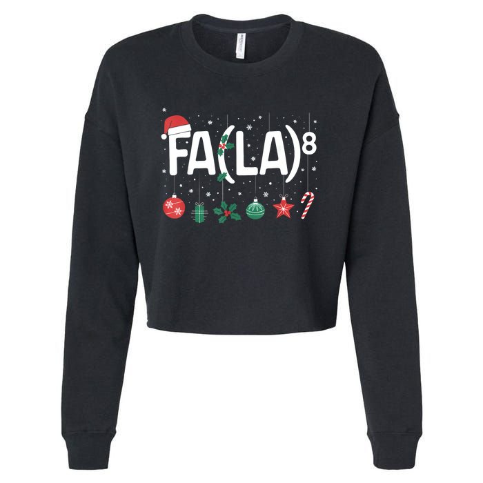 Fa (La)8 Funny Christmas Santa Fa La Math Teacher Cropped Pullover Crew