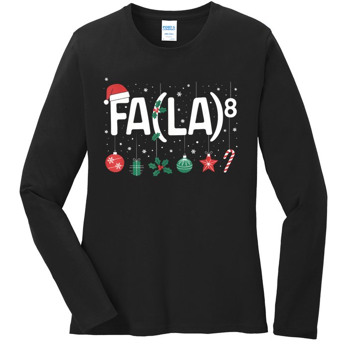 Fa (La)8 Funny Christmas Santa Fa La Math Teacher Ladies Long Sleeve Shirt