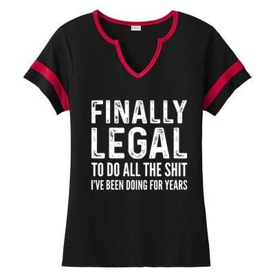 Finally Legal Funny 21st Birthday 2002 Gift For Men & Women Ladies Halftime Notch Neck Tee