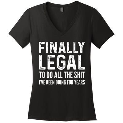 Finally Legal Funny 21st Birthday 2002 Gift For Men & Women Women's V-Neck T-Shirt