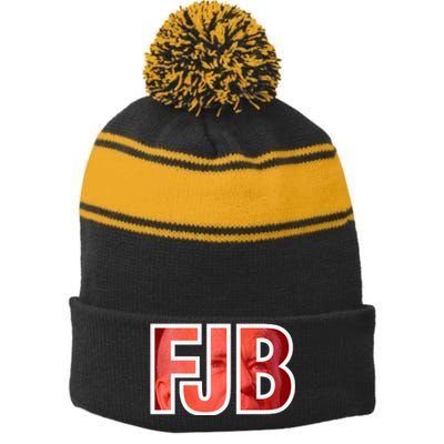 FJB Image Logo Stripe Pom Pom Beanie