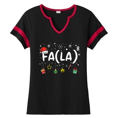 FA (LA)8 Funny Christmas Santa Fa La Math Teacher  Ladies Halftime Notch Neck Tee