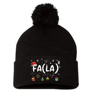 FA (LA)8 Funny Christmas Santa Fa La Math Teacher  Pom Pom 12in Knit Beanie