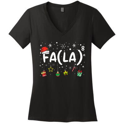 FA (LA)8 Funny Christmas Santa Fa La Math Teacher  Women's V-Neck T-Shirt