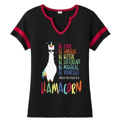 Funny Llamacorn Funny Cute Llama Unicorn Ladies Halftime Notch Neck Tee