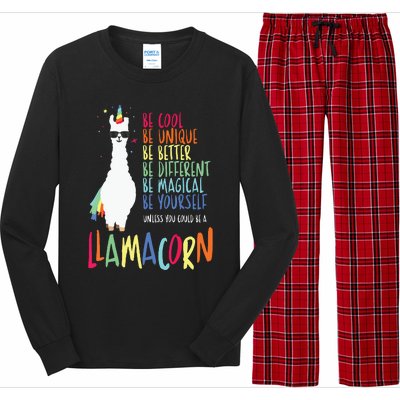 Funny Llamacorn Funny Cute Llama Unicorn Long Sleeve Pajama Set