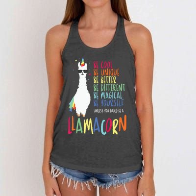 Funny Llamacorn Funny Cute Llama Unicorn Women's Knotted Racerback Tank