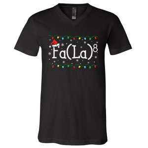 Fa (La)8 Funny Christmas Santa Fa La Math Teacher V-Neck T-Shirt