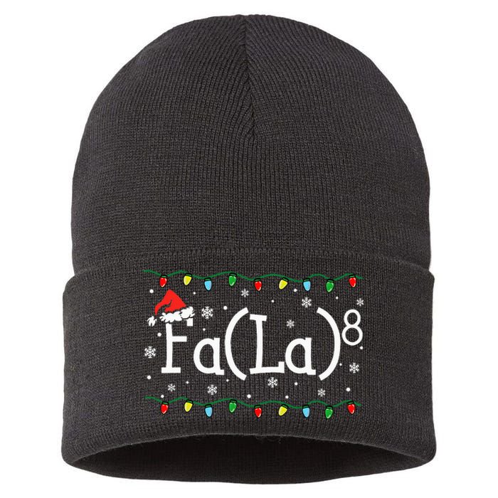 Fa (La)8 Funny Christmas Santa Fa La Math Teacher Sustainable Knit Beanie