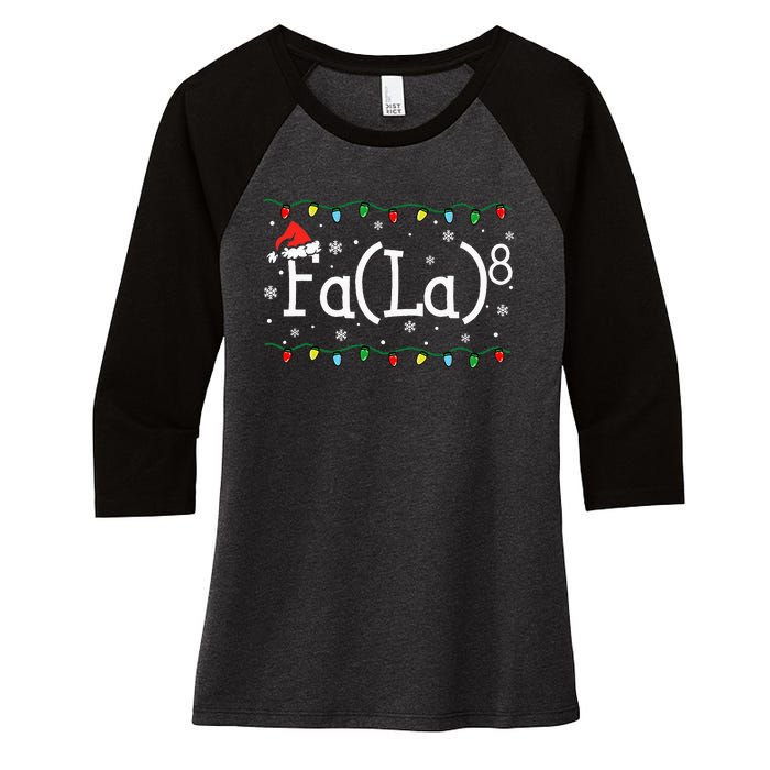 Fa (La)8 Funny Christmas Santa Fa La Math Teacher Women's Tri-Blend 3/4-Sleeve Raglan Shirt