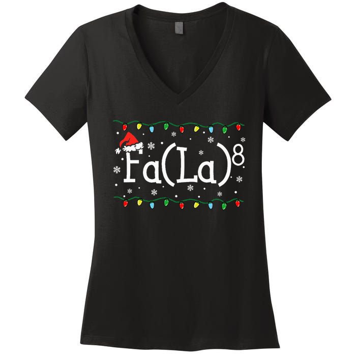 Fa (La)8 Funny Christmas Santa Fa La Math Teacher Women's V-Neck T-Shirt