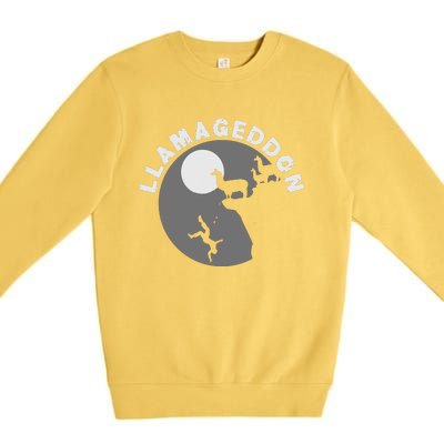 Funny Llamageddon For Llama Barnyard Lovers Premium Crewneck Sweatshirt