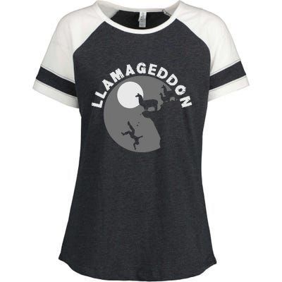 Funny Llamageddon For Llama Barnyard Lovers Enza Ladies Jersey Colorblock Tee