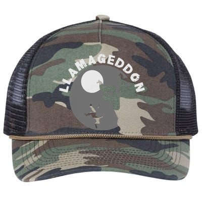 Funny Llamageddon For Llama Barnyard Lovers Retro Rope Trucker Hat Cap