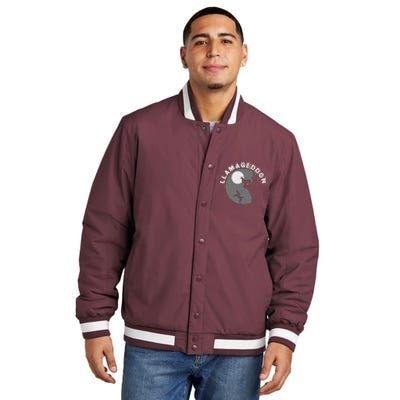 Funny Llamageddon For Llama Barnyard Lovers Insulated Varsity Jacket