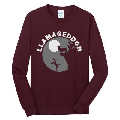 Funny Llamageddon For Llama Barnyard Lovers Tall Long Sleeve T-Shirt