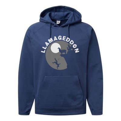 Funny Llamageddon For Llama Barnyard Lovers Performance Fleece Hoodie