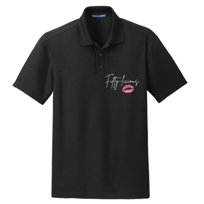 Fifty Licious Funny 50th Birthday Queen 50 Years Birthday Dry Zone Grid Polo